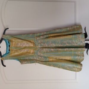 Eva Franco gold and green dress